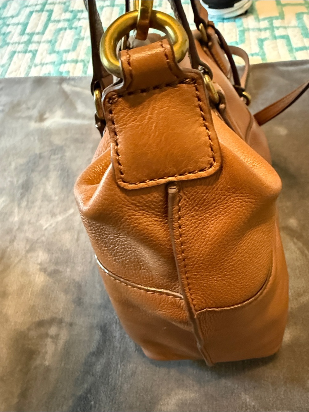 FOSSIL 1954 Julia Satchel Brown Pebbled Leather Crossbody Bag Tote - Picture 3 of 10